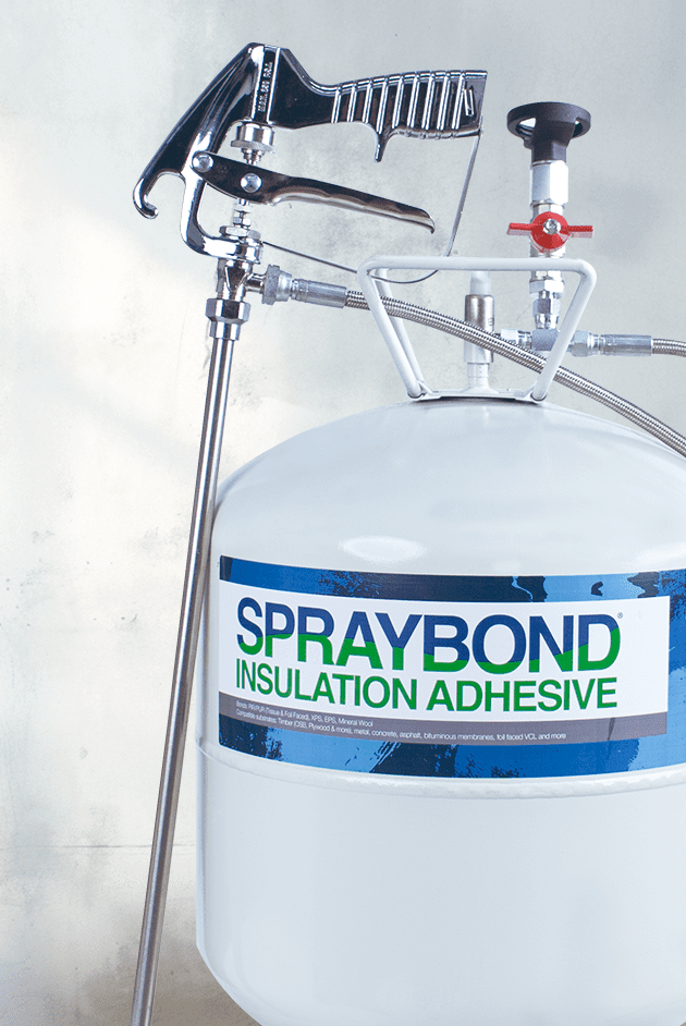 Spraybond Insulation Adhesive Canister with spraybond gun